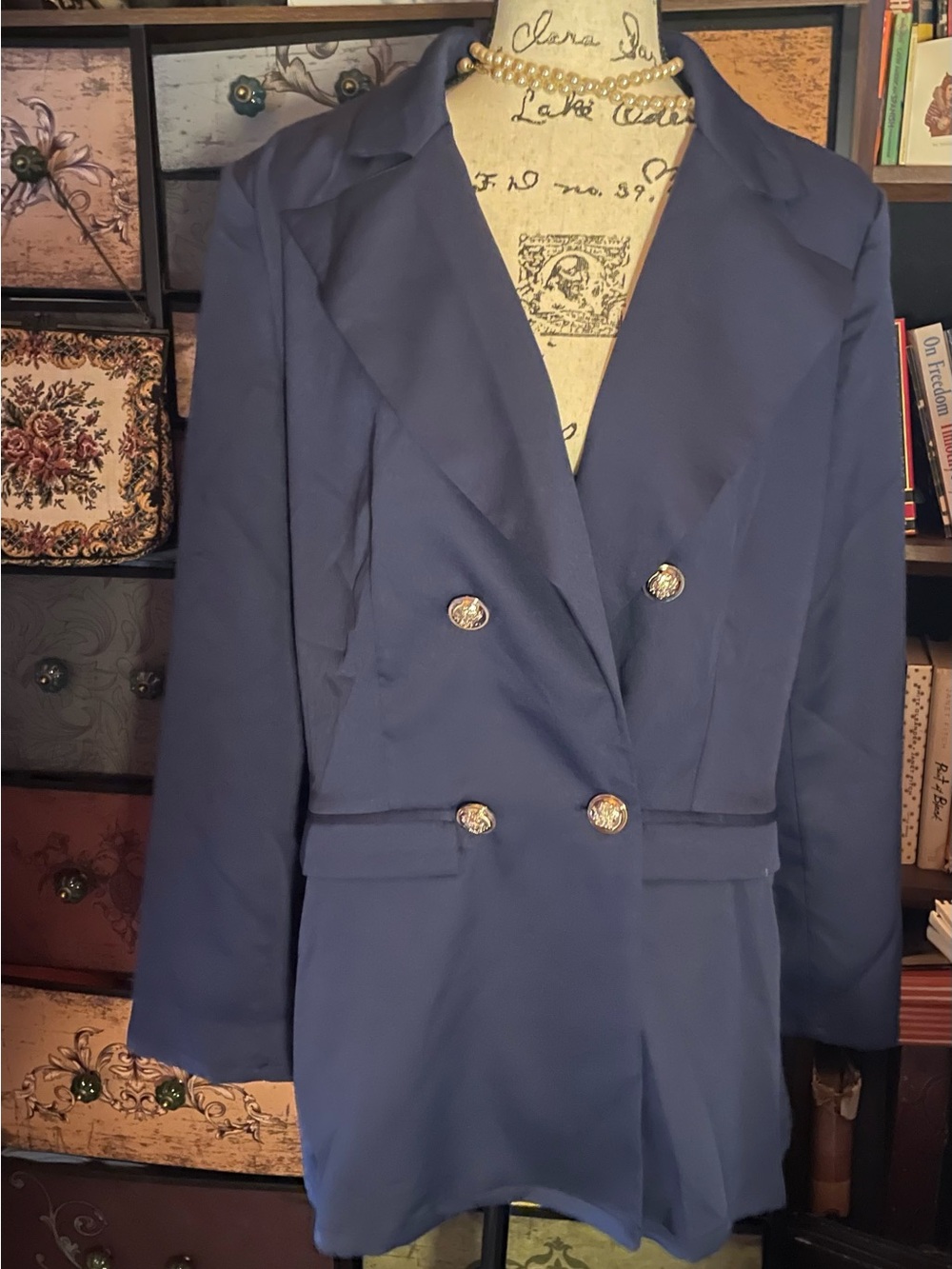 Navy Double-Breasted Women's Blazer